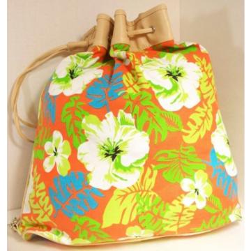 Multicolor Drawstring Beach Bag Tote Bag Sand n Sun Canvas Zip Coin Floral Print