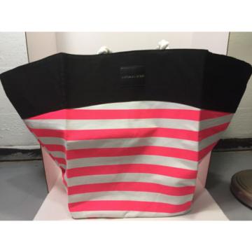 Victoria&#039;s Secret Huge Tote Bag Beach Sun Travel Vacation Gym Pink White Black