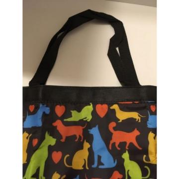 Dog And Cat - TOTE BAG BEACH TRAVEL SHOPPING DOGS CATS BLACK