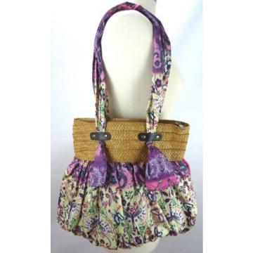 NEW Tote Bag Beach Boho Hippie Ombre Butterfly Purple Straw Large Purse Handbag