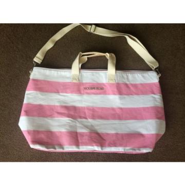 AUTH VICTORIA&#039;S SECRET PINK/WHITE STRIPED X-LARGE TRAVEL BEACH BAG