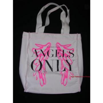 VICTORIA&#039;S SECRET Angel Wings Tote IVORY White Canvas Pink Logo Beach Travel Bag