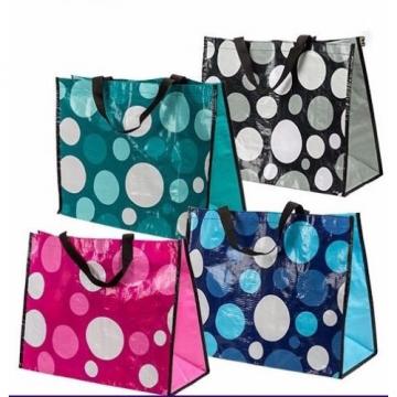 Set of 4 Large Laminated Polka Dot Fashion Tote Bags WATERPROOF BEACH CRAFTS