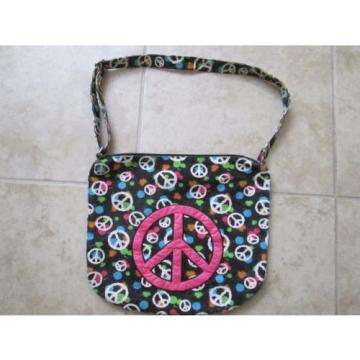 Peace Sign Cloth Bag 100% Cotton Purse Womens Girls zipper Great Tote Beach