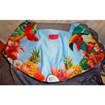 Escada Large Fashion Beach Bag Parrot Paradise Satin Shopper Tote