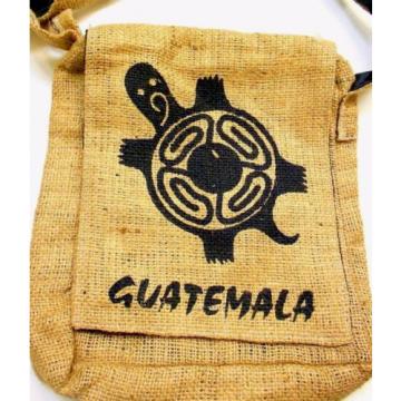 GUATEMALA Turtle Handmade Brown Burlap Shoulder Bag Purse Yoga Beach Gym School