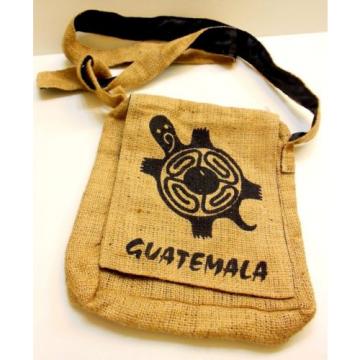 GUATEMALA Turtle Handmade Brown Burlap Shoulder Bag Purse Yoga Beach Gym School