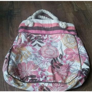 Aeropostale Lg Floral Canvas Tote Handbag Beach Bag Purse EUC Rope Handles