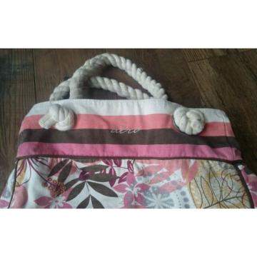 Aeropostale Lg Floral Canvas Tote Handbag Beach Bag Purse EUC Rope Handles