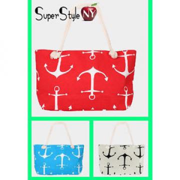 Beachbag Nautical Anchor Fashion Canvas Summer Bag Braided Rope Design