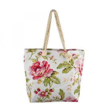 Lux Accessories Lux Accessories Womens Zip Up Beach Bag Ivory Flowers