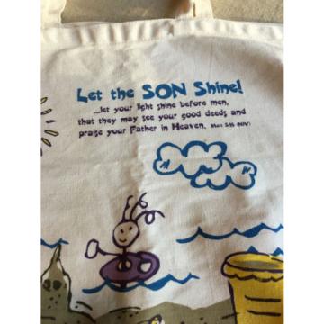 Canvas Beach Bag &#034;Let the Son Shine&#034; 22&#034; W x 17&#034; L x 5 1/2&#034; D Christian Message