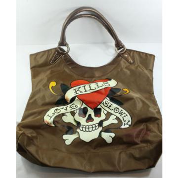 Ed Hardy Love Kills Slowly Skull Tote Bag Oversized Beach Bag Jolly Rodger NWOT