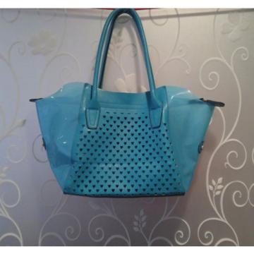 Turquoise Plastic Rubber Beach Bag Style Tote Bag Purse