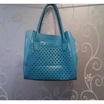 Turquoise Plastic Rubber Beach Bag Style Tote Bag Purse