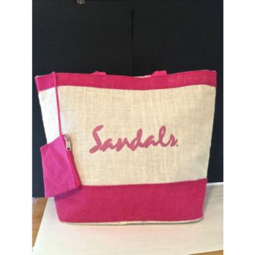 Hot Pink SANDALS Canvas Beach Bag Tote