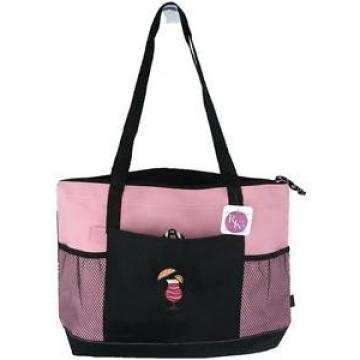 Tropical Umbrella Drink Tote Pink Gemline Zippered Bag Beach Vacation Monogram