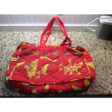 BEACH/TOTE BAG QUILTED 21x15 PATTERNED:ORANGE,RED,YELLOW. 17&#034; STRAPS/COIN PURSE