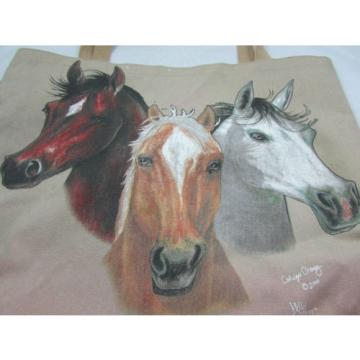 Canvas Medium Tote Bag Horses Print Shopping Beach Bag