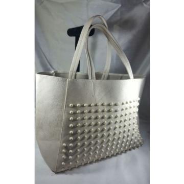 Excellent AEROPOSTALE BAG- Studded Bead CREAM Leather gym, groceries, beach bag