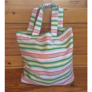 SALE! 50% OFF Handmade Large Pink Green Stripe Tote Beach Surf Pool Bag 19x16