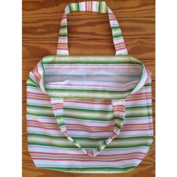 SALE! 50% OFF Handmade Large Pink Green Stripe Tote Beach Surf Pool Bag 19x16