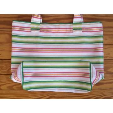 SALE! 50% OFF Handmade Large Pink Green Stripe Tote Beach Surf Pool Bag 19x16