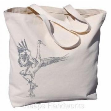 Beach Tote Bag - Canvas Travel Market Shopping Cotton - Gray Crane - NEW