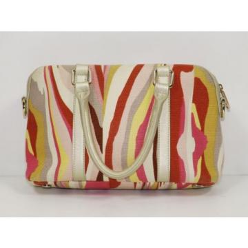 SPARINA Colorful SHELL BEACH Print Linen &amp; Gold Leather Footed Satchel Bag Purse