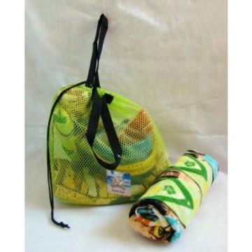 New Green Mesh Drawstring Beach Bag with Sandals Print Lg Beach Towel 30&#034;x 60&#034;