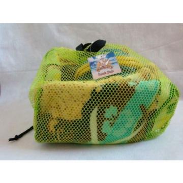 New Green Mesh Drawstring Beach Bag with Sandals Print Lg Beach Towel 30&#034;x 60&#034;