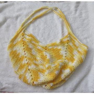 Yellows White Crochet Market, Beach Bag Tote Carry All - New - Handmade Cotton