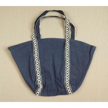 Tote Bag Purse Bell Shape Blue Denim Homemade Beach Travel