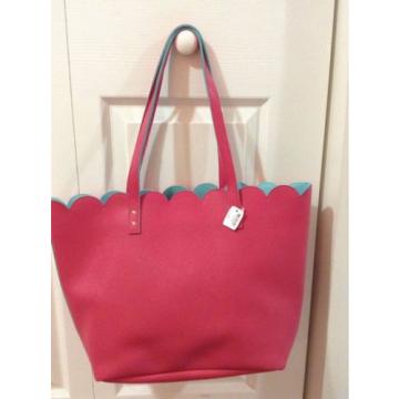 Bath &amp; Body Works Main Street Garden Tote Bag Pink Aqua Blue Beach Saffiano NWT