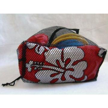 New Black Mesh Drawstring Beach Bag with Red Hibiscus Print Lg Towel 30&#034;x 60&#034;