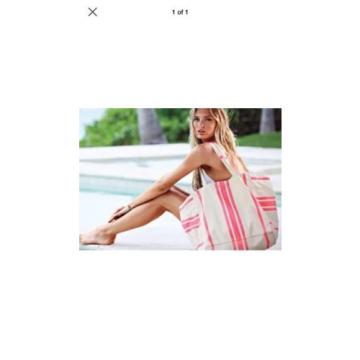 VICTORIA SECRET SUN AND FUN TOTE Duffle BAG Swim Pink and White Striped Beach *