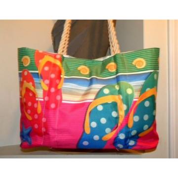 Pretty! FLIP FLOP/SHELL Hot Pink/Multi Summer/Vacation/Beachbag/Shopper/Tote.