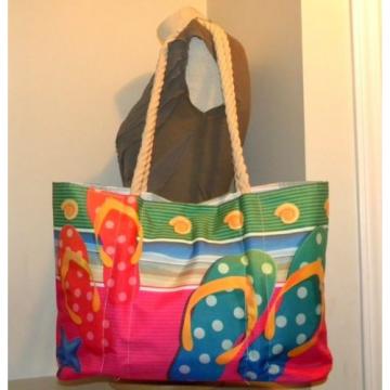 Pretty! FLIP FLOP/SHELL Hot Pink/Multi Summer/Vacation/Beachbag/Shopper/Tote.