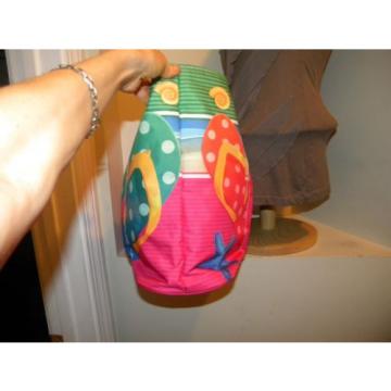 Pretty! FLIP FLOP/SHELL Hot Pink/Multi Summer/Vacation/Beachbag/Shopper/Tote.