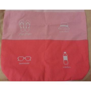 New Victoria&#039;s Secret Pink Canvas Tote Bag, 4 Front Pockets, Beach, 18&#034; x 17&#034;