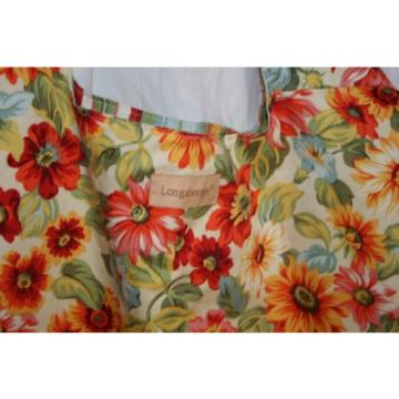 LONGABERGER Print Canvas TOTE BAG Carryall Casual Beach Reversible Striped Flora