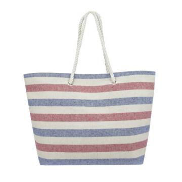 Swan Comfort Striped Canvas Large Tote Beach Pool Hand Bag with Shoulder Straps