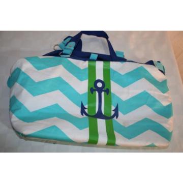 Womens NAUTICAL striped Canvas TOTE BAG Carryall Casual Beach Aqua White Blue