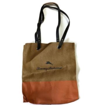 Tommy Bahama Tote Bag Straw Burlap Orange Summer Beach Bag Medium Shoulder Bag