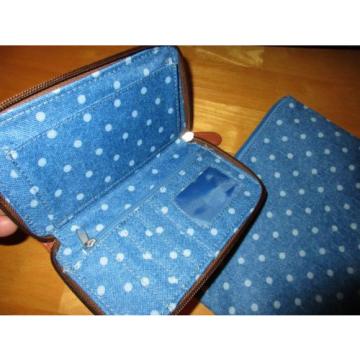 New Travel Make Up Beach Bag 3 Piece Set Blue w/ White Polka Dots