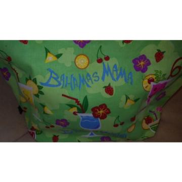 Large Beach Bag Green Bahamas Momma Canvas Shopping Tote Waterproof NWT