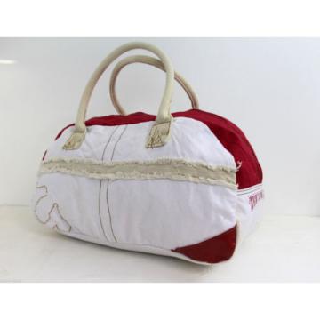 TRUE RELIGION WHITE AND RED WASHED CANVAS GYM DUFFEL BEACH HANDBAG SHOULDER BAG