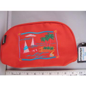 NWT Stowaway Cute Red Zippered Suntan Lotion Beach Bag Tropical Shell Fish HD002