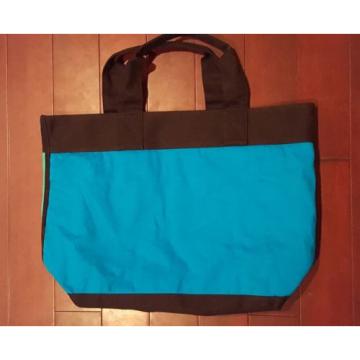 Victorias Secret Large Canvas Tote Bag 2016 Black Green &amp; Blue  EUC VS Beach