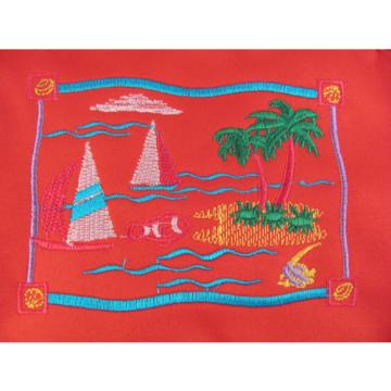 NWT Stowaway Cute Red Zippered Suntan Lotion Beach Bag Tropical Shell Fish HD002